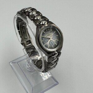 3/$30 Vellaccio Watch Women Black Silver Two Tone Round Dial 25MM 7.25"